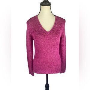 Karen Kane Fuchsia Long Sleeve Cotton Blend v-neck lightweight Sweater sz M